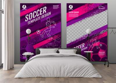 Soccer Layout template design, football, Purple magenta tone, sport background Wall mural