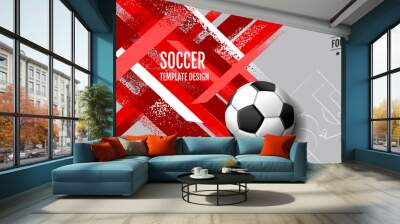 Soccer Layout template design, square, red  tone, sport background Wall mural