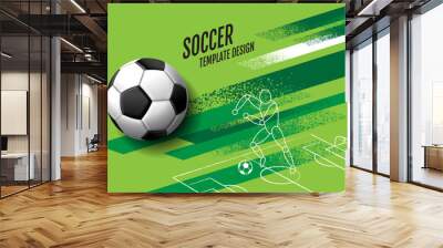 Soccer Template design , Football banner, Sport layout design, green Theme,  vector Wall mural