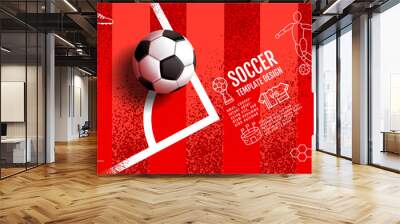 Soccer Template design , Football banner, Sport layout design, Red Theme, vector Wall mural