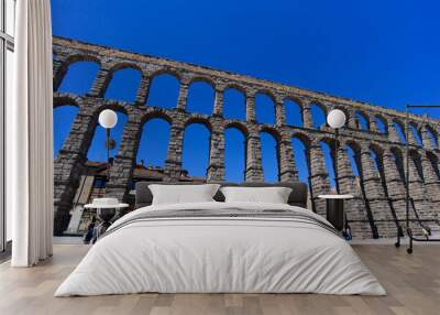 Aqueduct of Segovia, one of the best-preserved Roman aqueducts, in Segovia, Spain Wall mural