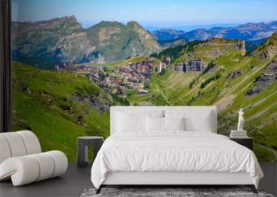 View of Avoriaz in summer, a mountain resort in Portes du Soleil, France, Europe Wall mural