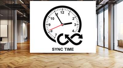 Sync time icon. Update time icon isolated on background vector illustration. Wall mural