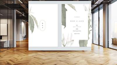 Floral wedding invitation card template design, Medicinal Kopsia flowers on white Wall mural