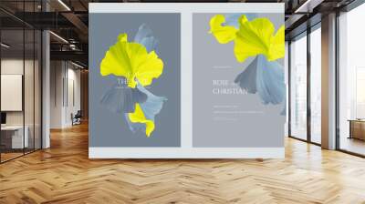 Wedding invitation card template design, abstract shapes in yellow and blue theme Wall mural