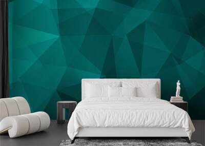 Green gradient Abstract Triangle Background. 3D Triangles. Modern Wallpaper. Wall mural