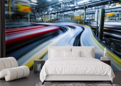 Blurred Motion of a Conveyor Belt in a Manufacturing Plant Wall mural