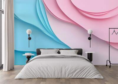 Abstract aqua and pink layer and dynamic shape  background Wall mural