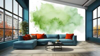 Abstract green watercolor texture with wet brush strokes for wallpaper design Wall mural