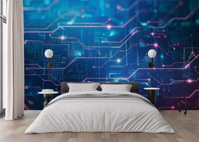 Abstract high technology lines connect of future on dark blue background
 Wall mural