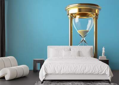 
An hourglass on blue background. Concept of time passing, urgency or deadline.
 Wall mural