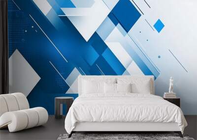 Blue and white background with diagonal lines for business cards, banners Wall mural