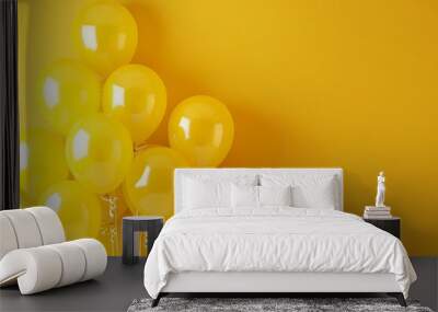 Bright yellow balloons on a yellow background, with a place for text.  Wall mural