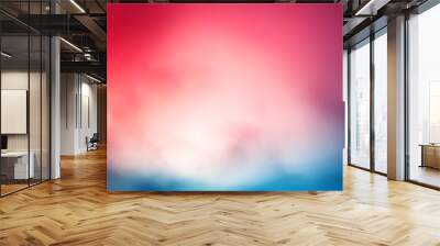 Deep navy blue, bright red, pink gradient background. Wall mural