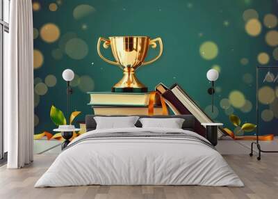 Gold trophy best champion award on success prize winne 
 Wall mural