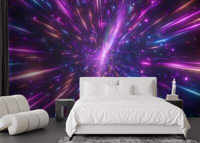 Lightspeed time travel background showcasing a fast journey through star galaxies and cosmos exploration.  Wall mural