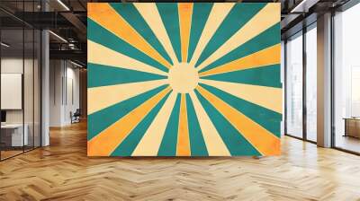 sunburst green and orange background Wall mural