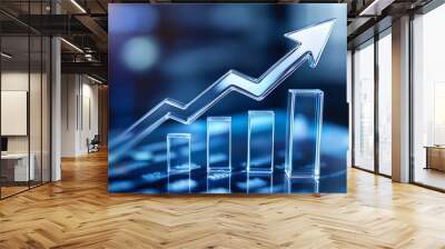 The 3d growth business graph on success financial represents profit and revenue growth Wall mural