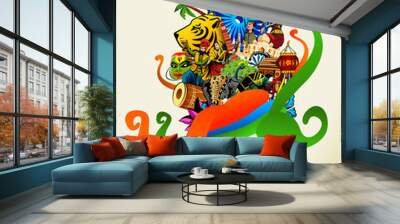 vector illustration of 15th August india Happy Independence Day. Wall mural