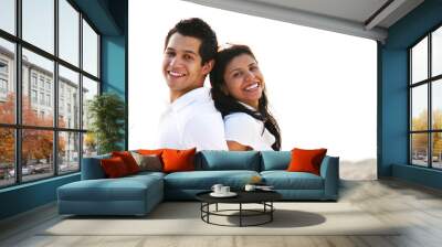 Portrait of Couple Smiling & Enjoying Summer Wall mural