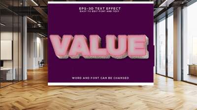 Value 3d text effect Wall mural