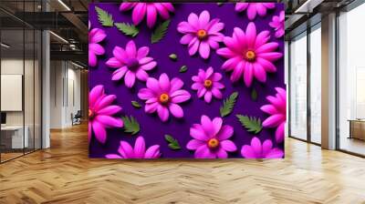 Purple and Pink Flowers Pattern Background Wall mural