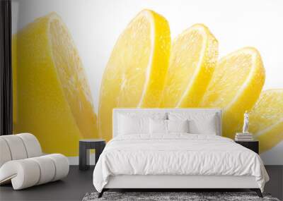 sliced lemon isolated on white background Wall mural