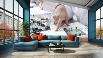 Drawings, electronic components, computer Wall mural