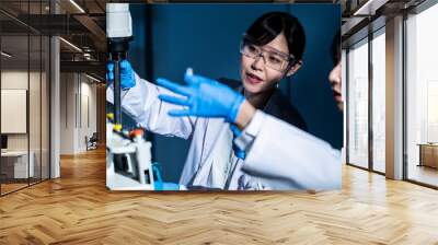 Professional health care researchers working in a medical science laboratory, technology of medicinal chemistry lab  Wall mural