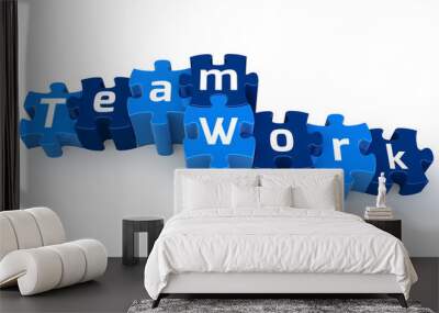 team work puzzle text Wall mural