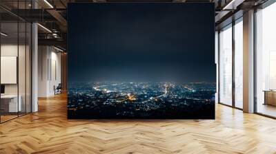 aerial view, night city view with night sky. natural winter night view in thailand Wall mural