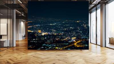 aerial view, night city view with night sky.  natural winter night view in Thailand Wall mural