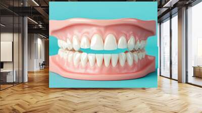 Detailed view of a full denture showcasing realistic features. Ideal for dental education, marketing, or patient information. Wall mural