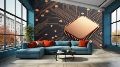 Explore a detailed 3D illustration focusing on technology and data science. Ideal for projects needing high-resolution imagery with ample space for text. Wall mural