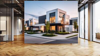 Luxury housing projects, featuring modern townhouses and villas. Explore investment opportunities in the real estate market with property listings. Wall mural