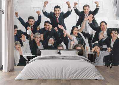 business background of diverse businesspeople standing together in a group and having arms cross showing confident Wall mural