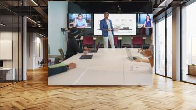 diversity business people having video conference in meeting room Wall mural