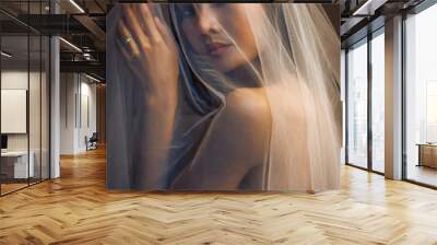 drametic nude art of Asian naked sexy female model posing for photography Wall mural