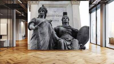 Piazza Cavour Square Bronze Sculpture Close Up in Rome, Italy Wall mural