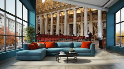 Santa Maria Maggiore Basilica Interior View with Columns and Red Chairs in Rome, Italy Wall mural