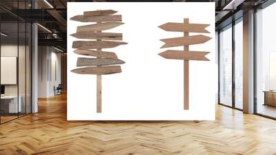 blank wooden directional beach signs on pole, isolated on white background. Wall mural