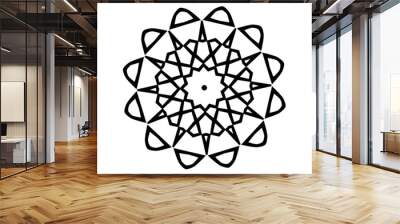 Black simple mandala icon isolated on white background Wall mural