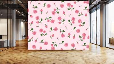 pink coquette roses - seamless vector pattern Wall mural