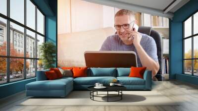 Freelancer working at home Wall mural