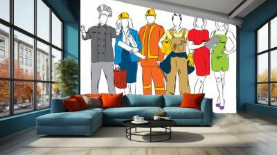 careers professional occupations illustration B Wall mural