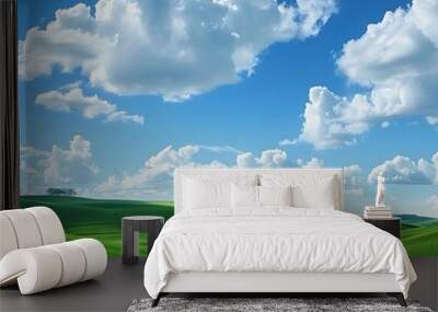  Landscape green field and blue sky Wall mural