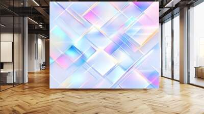 Abstract background of pastel colored geometric pattern with light refraction, generative ai Wall mural