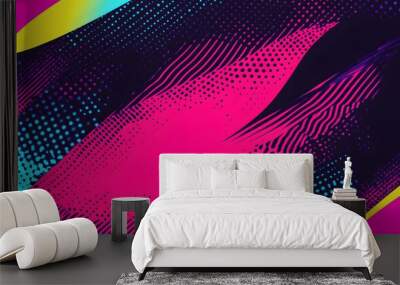 Dynamic abstract background in pop art style with neon colors, generative ai Wall mural