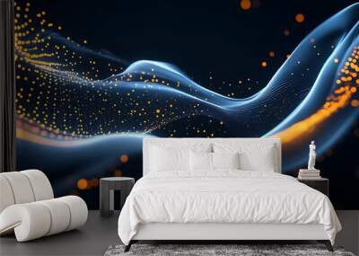 Flowing curve and particles background, 3d rendering, Generative Ai
 Wall mural