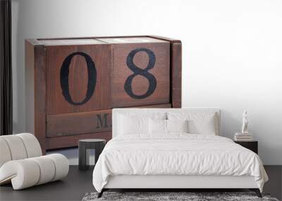 Wooden Perpetual Calendar set to May 8th Wall mural